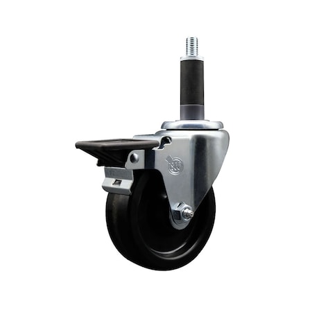 Service Caster 4'' Phenolic Swivel 1'' Expanding Stem Caster with Brake SCC-EX20S414-PHR-PLB-1